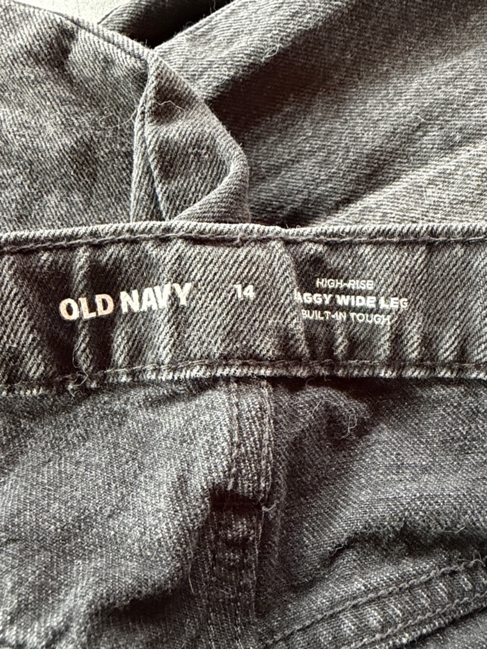 Old Navy Two-Tone Black/Grey Panel High Rise Baggy Wide-Leg Jeans (Size 14) - Picture 3 of 5